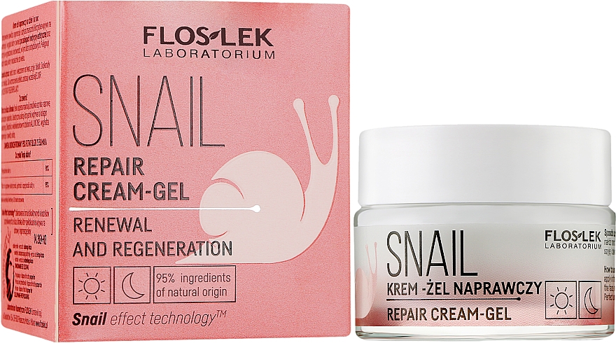 Відновлювальний крем для обличчя з муцином равлика - Floslek Snail Repair Cream-Gel — фото N2