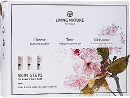 Духи, Парфюмерия, косметика Набор - Living Nature Skin Steps To Purify Oily Skin (f/cleanser/50ml + gel/50ml + lot/50ml)