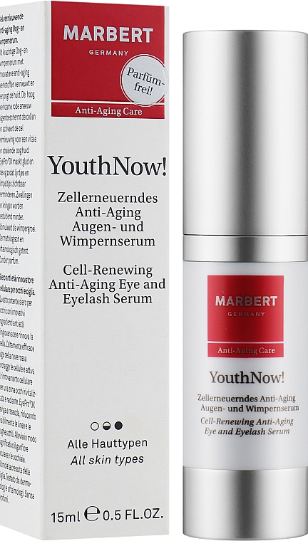Розгладжувальна сироватка для очей та вій - Marbert YouthNow! Cell-Renewing Anti-Aging Eye And Eyelash Serum — фото N2