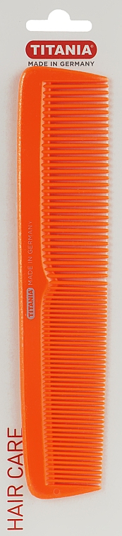 Расческа пластиковая комбинированная 19.5 см, оранжевая - Titania — фото N1
