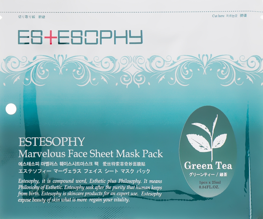 Тканевая маска для лица - Estesophy Marvelous Sheet Green Tea Mask — фото N1