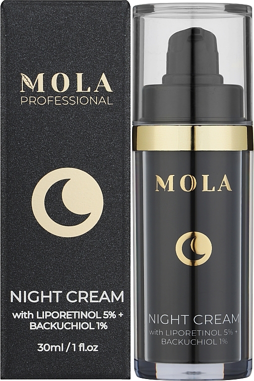 Антивіковий крем для обличчя з ліпоретинолом та бакучіолом - Mola Night Cream — фото N2