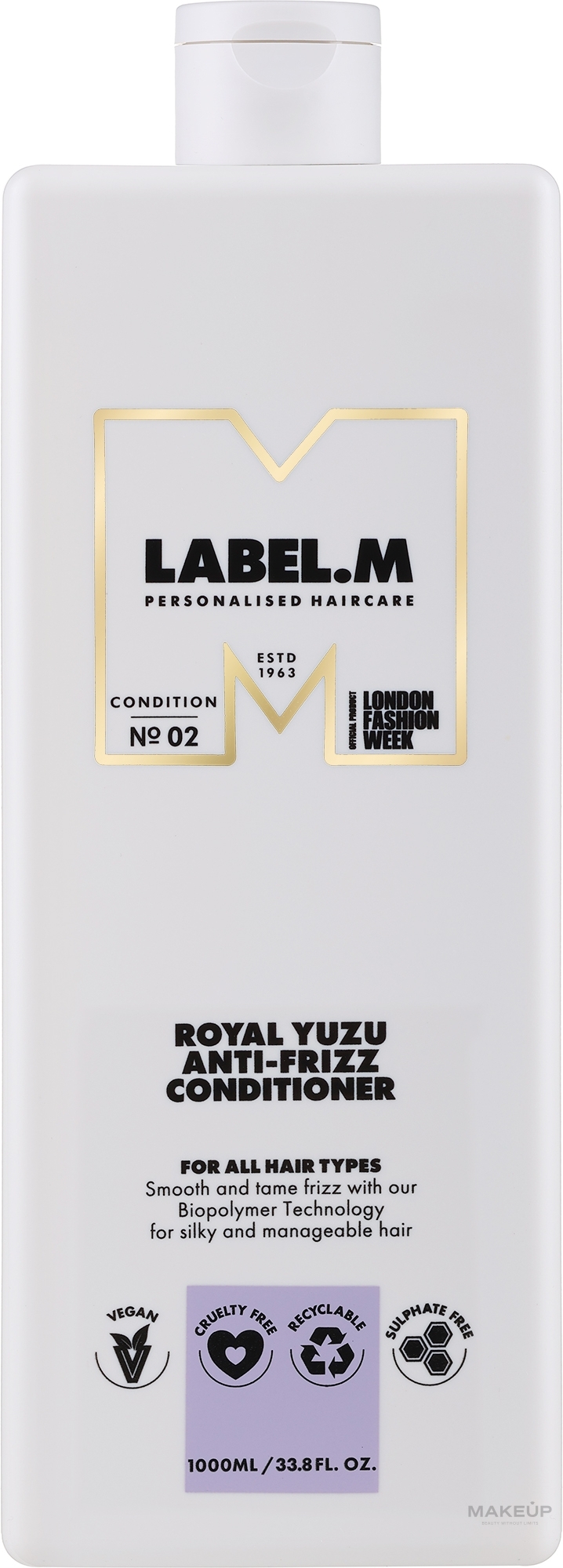 Питательный кондиционер для вьющихся волос - Label.m Professional Royal Yuzu Anti-Frizz Conditioner — фото 1000ml