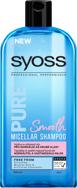 Міцелярний шампунь для нормального та густого волосся - Syoss Pure Smooth Micellar Shampoo
