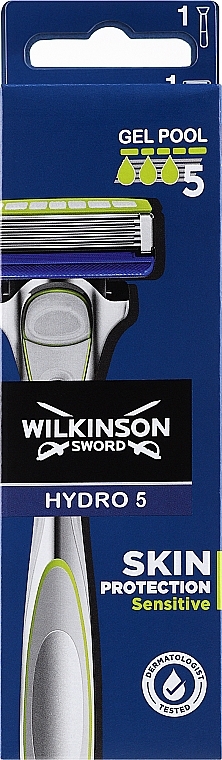 Бритва с 1 сменной кассетой - Wilkinson Sword Hydro 5 Skin Protection Sensitive — фото N1