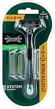 Станок + 5 сменных картриджей - Wilkinson Sword Xtreme3 Hybrid — фото N1