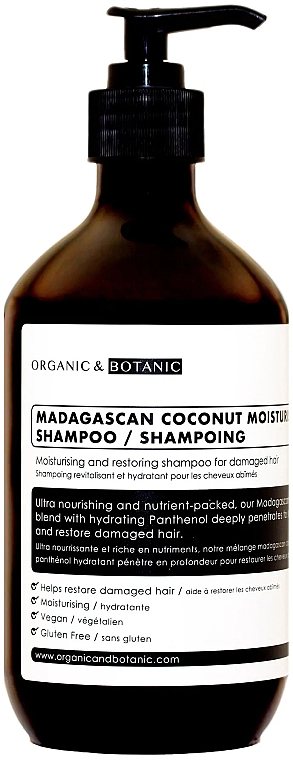 Зволожувальний і відновлювальний шампунь для пошкодженого волосся - Organic & Botanic Madagascan Coconut Moisturising Shampoo — фото N1