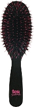 Парфумерія, косметика Овальна велика щітка для волосся з натуральною щетиною + нейлон, чорна - Tek Salone
