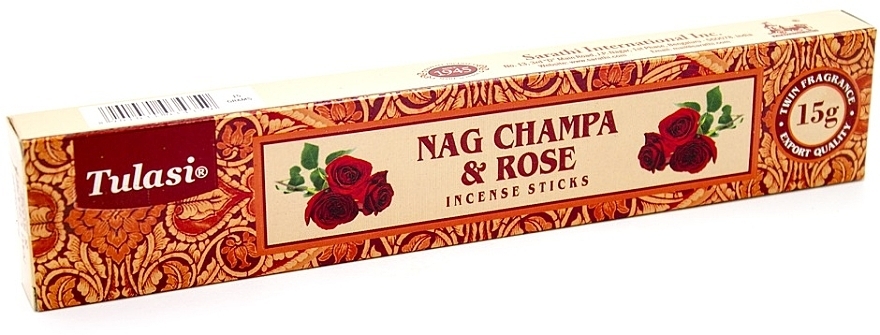 Пахощі "Наг Чампа і троянда" - Tulasi Nag Champa & Rose Incense Sticks — фото N1