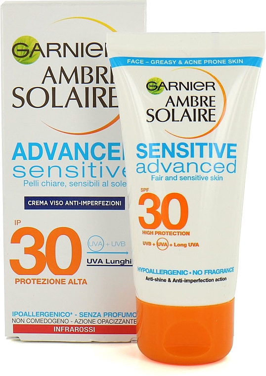 Солнцезащитный крем для лица - Garnier Ambre Solaire Advanced Sensitive SPF 30 — фото N4