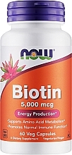 Дієтична добавка "Біотин 5000 мкг" - Now Biotin 5000 Mcg Energy Production — фото N2