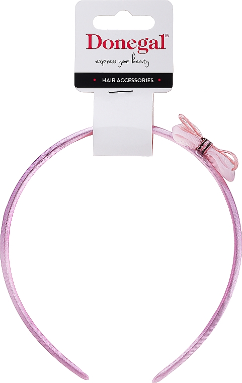 Обруч для волос FA-5601, розовый с бантиком - Donegal — фото N1