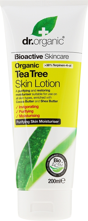 Лосьон для тела с экстрактом чайного дерева - Dr. Organic Bioactive Tea Tree Skin Lotion — фото N1