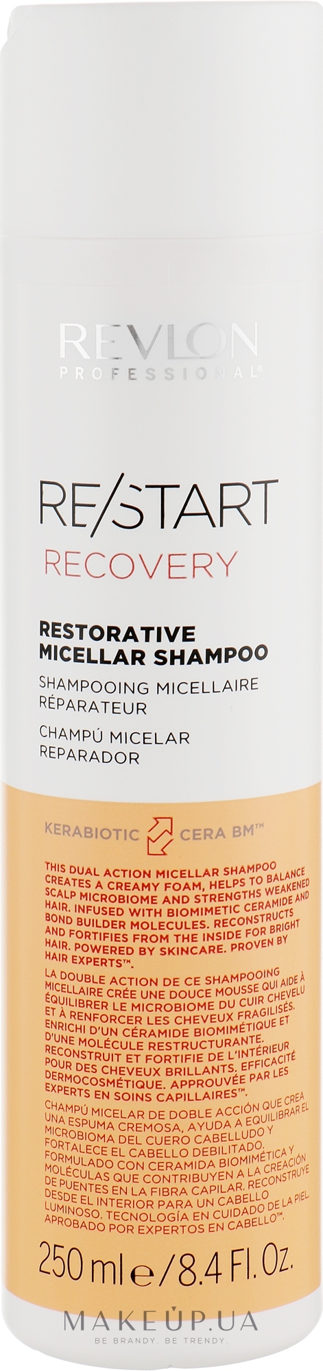Шампунь для восстановления волос - Revlon Professional Restart Recovery Restorative Micellar Shampoo — фото 250ml