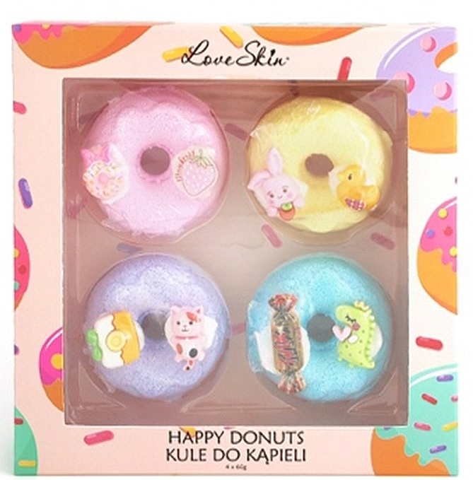 Набір ароматичних бомбочок для ванни - Love Skin Happy Donuts (bath bombs/4х60g) — фото N1