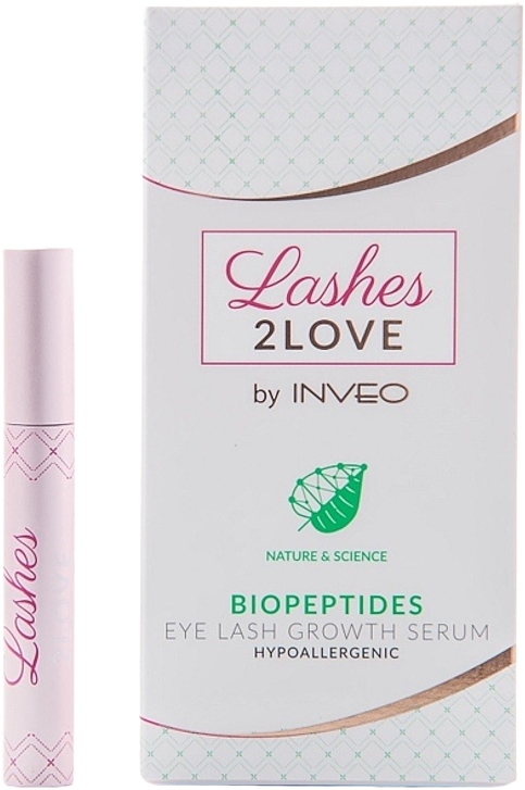 Сироватка для вій з біопептидами, гіпоалергенна - Inveo Lashes 2 Love Biopeptides Eye Lash Growth Serum — фото N1