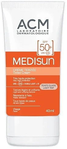 Крем тональный солнцезащитный SPF 50+ для лица - ACM Laboratoires Medisun Tinted Cream Light Tint SPF50 — фото N1