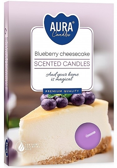 Набор чайных свечей "Черничный чизкейк" - Bispol Blueberry Cheesecake Scented Candles — фото N1