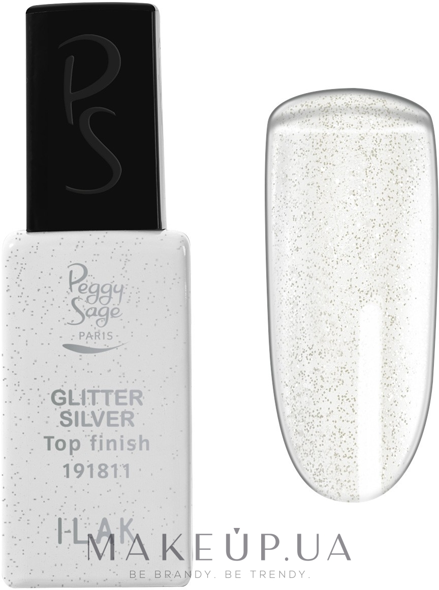 Топове покриття для нігтів  - Peggy Sage Top Finish Glitter Silver I-Lak — фото 11ml