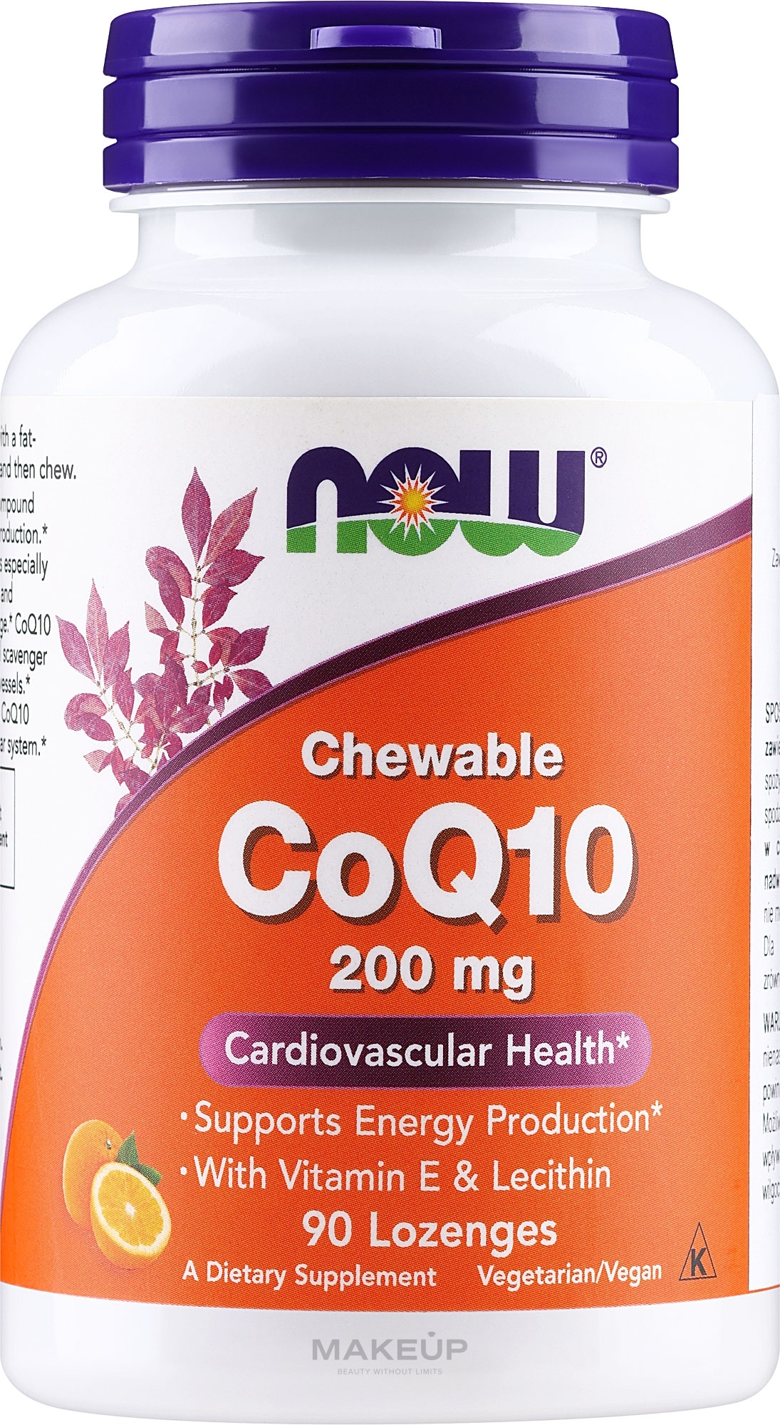 Коензим Q10, 90 пастилок - Now Foods CoQ10 With Vitamin E & Lecithin — фото 90шт