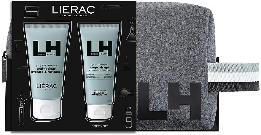 Набір - Lierac Premium Homme Moisturizing Gel (f/gel/50ml + sh/gel/50ml + bag) — фото N1