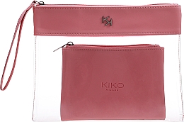 Большая прозрачная косметичка с маленькой косметичкой внутри, розовая - Kiko Milano Transparent Beauty Case 003 — фото N1