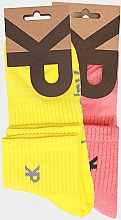Шкарпетки середні для жінок "Women's Socks KP Sport 2-Pack", 2 пари, жовті та коралові - Keyplay — фото N2