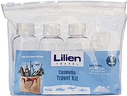 Набор бутылочек для средств ухода за телом для путешествий, 6 шт. - Lilien — фото N1