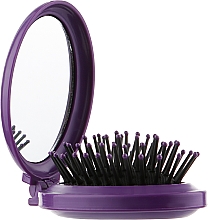 Массажная складывающаяся щетка для волос с зеркалом "Girl", фиолетовая - Titania — фото N3