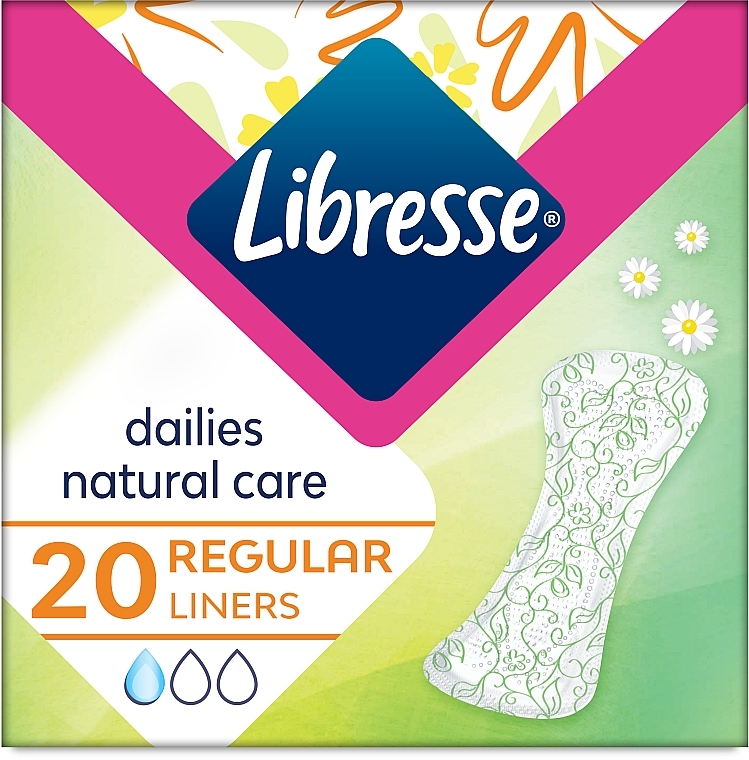Ежедневные прокладки, 20 шт. - Libresse Natural Care Dailies Regular Liners — фото N1
