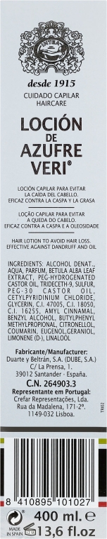 Лосьйон проти випадіння волосся - Intea Azufre Veri — фото N3