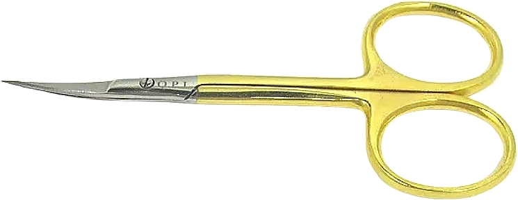 Маникюрные ножницы для удаления кутикулы, изогнутые, 10 см, золотистые - QPI — фото N1