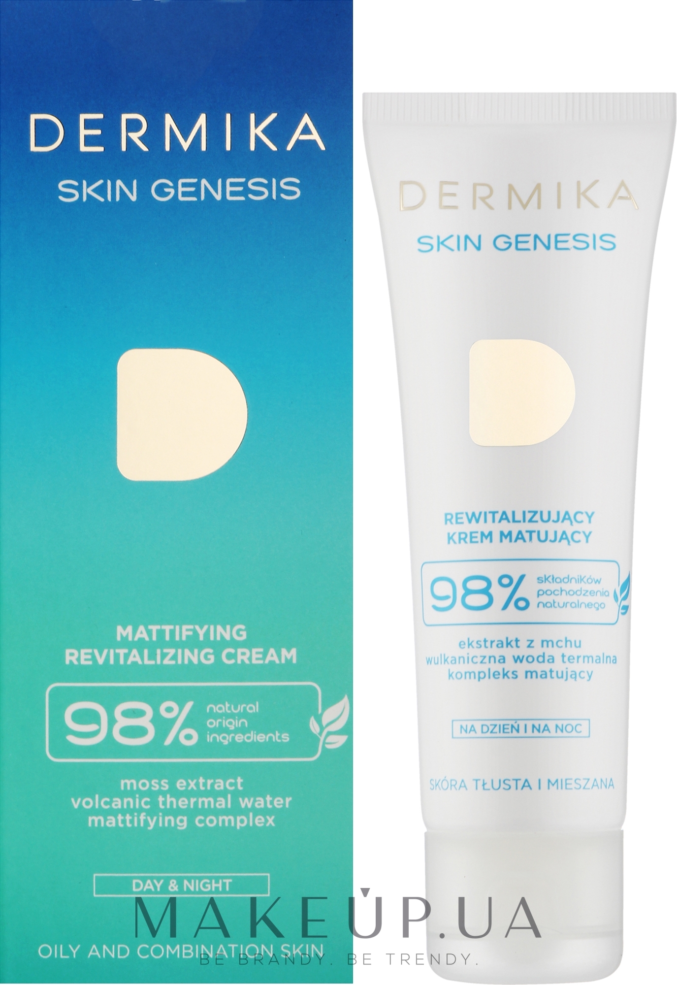 Відновлювальний матувальний крем для обличчя, для жирної й комбінованої шкіри - Dermika Skin Genesis — фото 50ml
