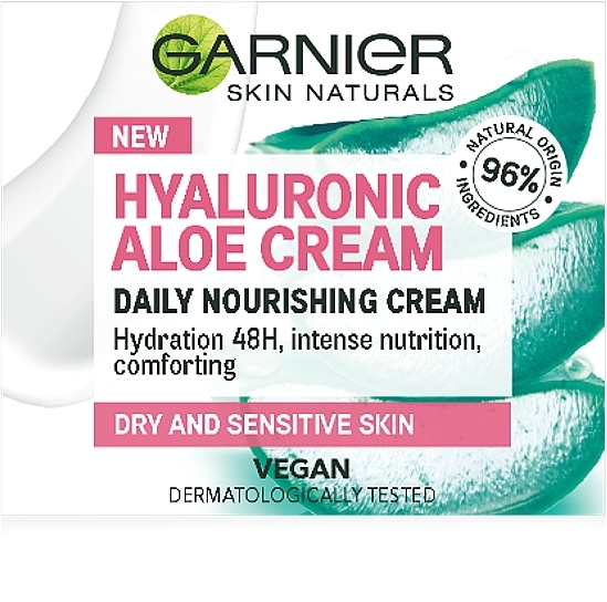 Гіалуроновий алое-крем для сухої та чутливої шкіри обличчя - Garnier Skin Naturals — фото N2