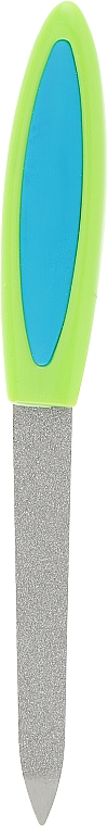 Пилочка для ногтей сапфировая двухсторонняя, 74783, 12.5 см, салатово-синяя - Top Choice — фото N1