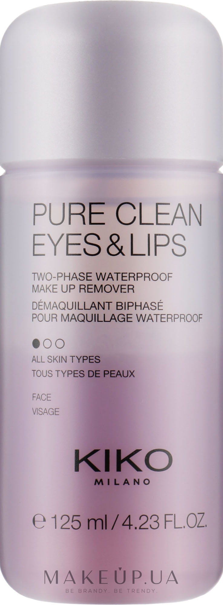 Двофазна рідина для зняття макіяжу з очей і губ - Kiko Milano Pure Clean Eyes & Lips — фото 125ml