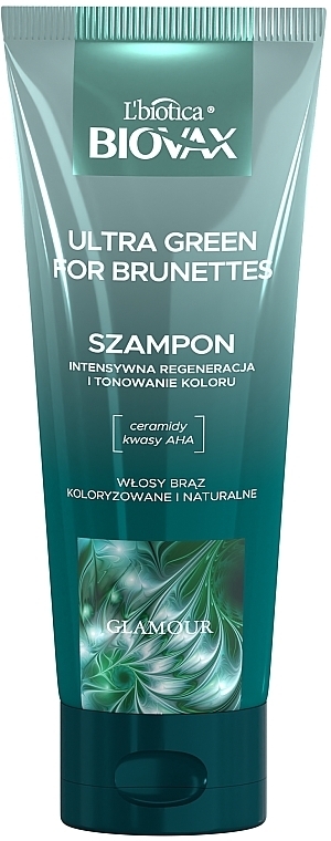 Шампунь для волосся - L'biotica Biovax Glamour Ultra Green for Brunettes — фото N1