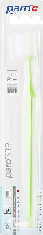 Зубная щетка "S39", салатовая - Paro Swiss Toothbrush — фото N1