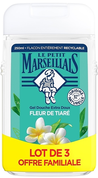 Набір гелів для душу "Квітка Тіаре" - Le Petit Marseillais (sh/gel/3x250ml) — фото N1