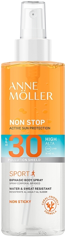 Двофазний сонцезахисний спрей - Anne Molle Non Stop Sport Biphase Body Spray SPF30 — фото N1
