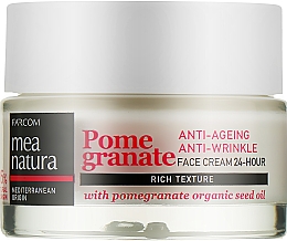 Парфумерія, косметика Антивіковий крем для обличчя 24-годинної дії - Mea Natura Pomegranate 24H Anti-Ageing Face Cream Rich Texture