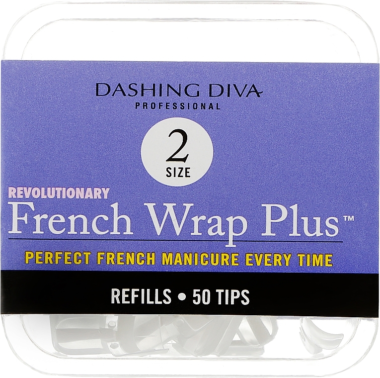 Тіпси вузькі - Dashing Diva French Wrap Plus White 50 Tips (Size - 2) — фото N1