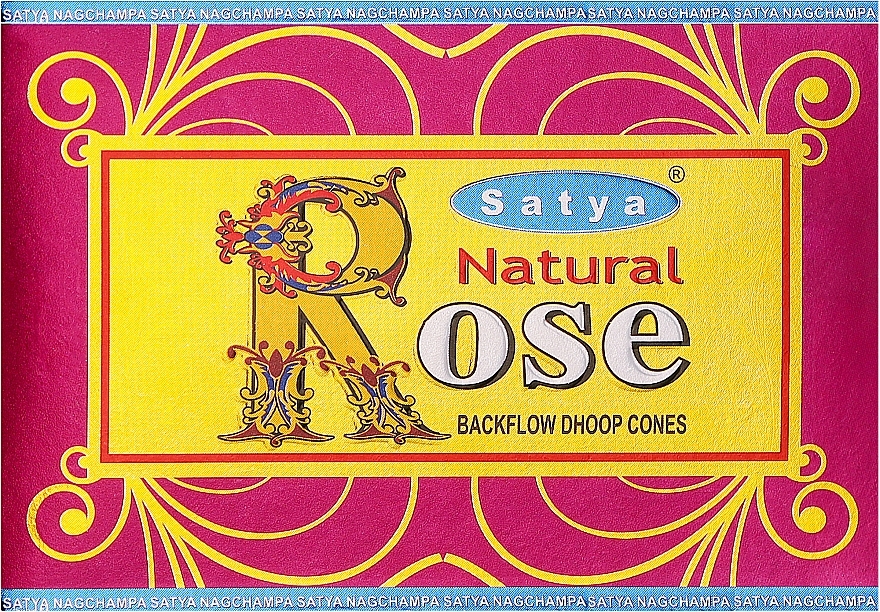 Стелющиеся дымные благовония конусы "Роза" - Satya Natural Rose Backflow Dhoop Cones — фото N1