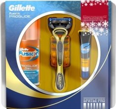 Духи, Парфюмерия, косметика Набор - Gillette Fusion ProGlide(shavegel/75ml + balm/9ml + бритва)