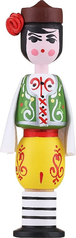 Сувенирный мускал с ароматным маслом, вариант 27, зеленая жилетка, красный цветок - Bulgarian Rose — фото N1