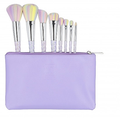 Набір з 8 пензликів для макіяжу + сумка, фіолетовий - ILU Basic Mu Unicorn Makeup Brush — фото N1