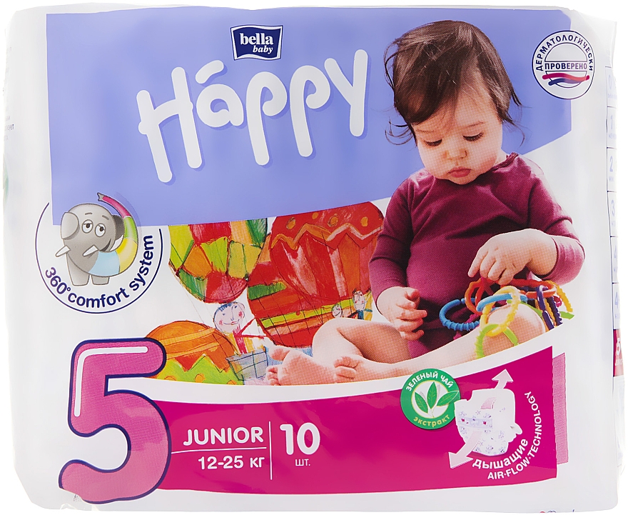 Детские подгузники "Happy" Junior 5, 12-25 кг, 10шт - Bella Baby — фото N1