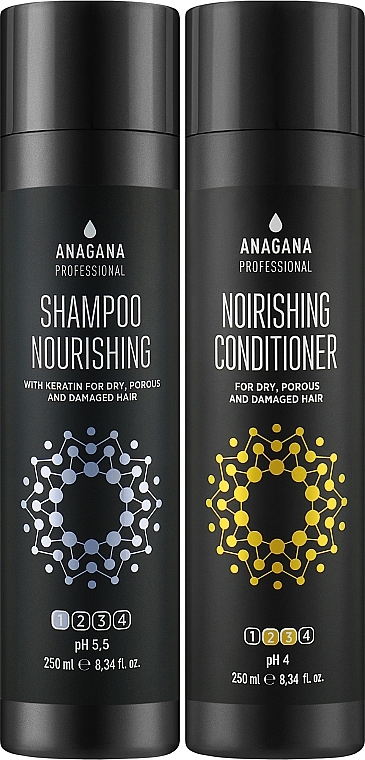 Набор "Питательный" с кератином для сухих и поврежденных волос - Anagana Professional Duos Nourishing (shmp/250ml + cond/250ml) — фото N2