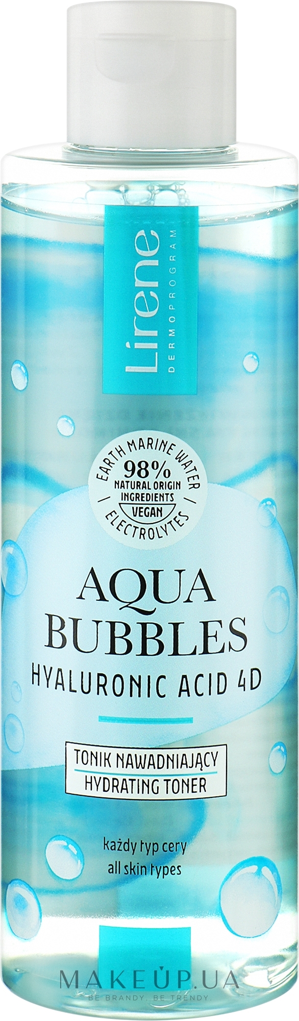 Увлажняющий тоник для лица - Lirene Aqua Bubbles Hyaluronic Acid 4D Moisturizing Tonic — фото 200ml