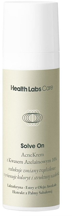 Крем від прищів з азелаїновою кислотою 10% - HealthLabs Care Solve On Acne Cream — фото N1
